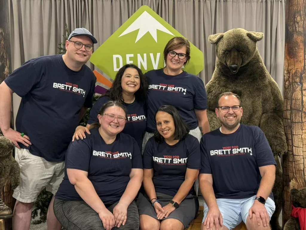 Union campaign volunteers gathered together in Denver