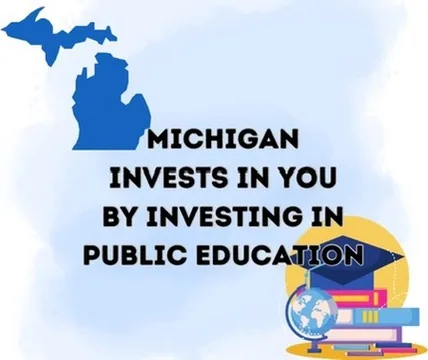 Michigan public education investment advocacy graphic
