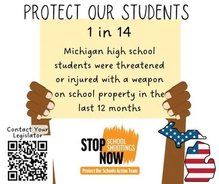 Advocacy graphic encouraging action to protect students from school violence